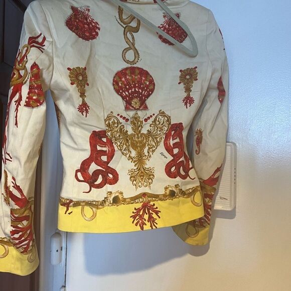 SFARZO ITALIAN LUXURY chains leaf’s elegant dress suit coat FLORAL BLAZER JACKET - Picture 5 of 13